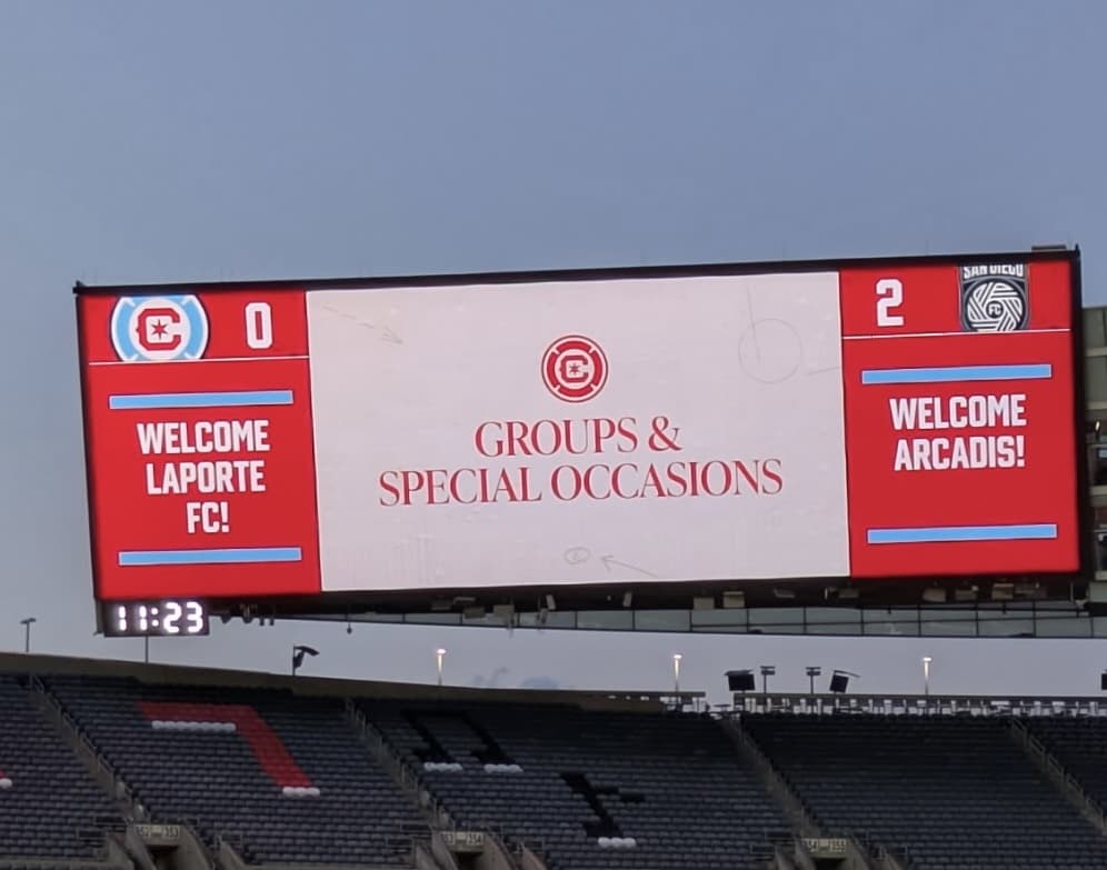 On the Chicago Fire jumbotron